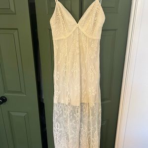 Off-white lace maxi dress